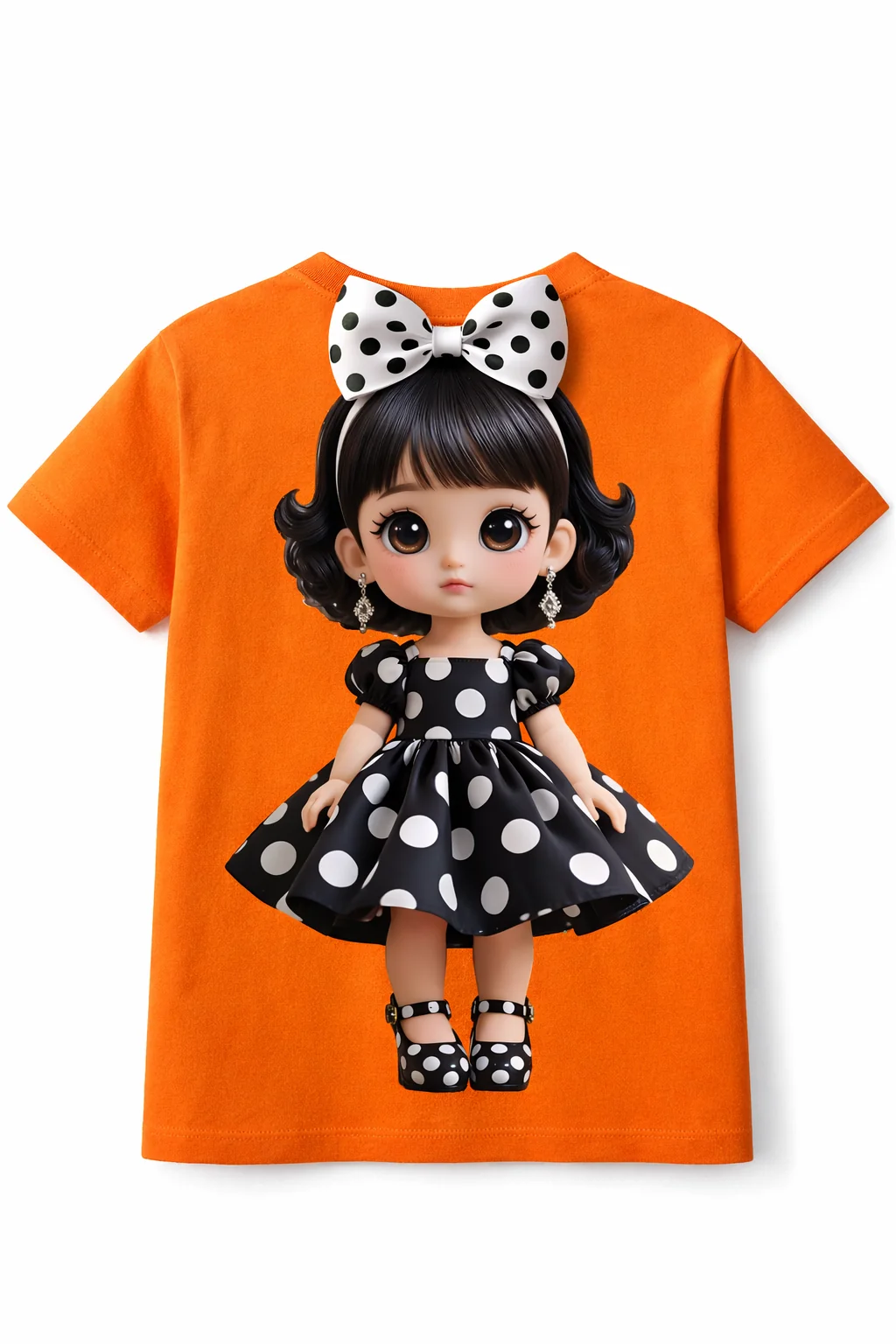 Polka Dot Back printed T Shirt with Bow